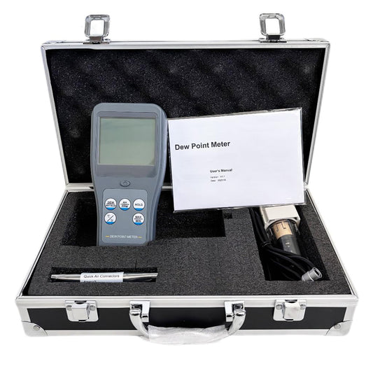 QIUSUO Dew Point Meter Split Multifunctional Dew Point Meter with Ambient Temperature Range -30~120°C(-22~248°F) Absolute Humidity Range 0~400g/m³ for Ambient Temperature Dew Point Wet Bulb Temperature Relative Humidity Absolute Humidity PPM