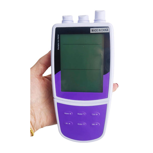 QIUSUO Ammonium Ion Meter Portable Ammonium Ion Meter with Calibration Fluid Ion Concentration Range 0.1 to 18000 ppm Range ±1999.9 mV Accuracy ±1% F.S. 2 to 5 Points Calibration Display Resolution 0.001 0.01 0.1 1 Automatic for Testing NH3 Ion