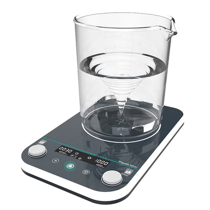 QIUSUO 2L Magnetic Stirrer Digital Magnetic Stirrer with Panel Material Tempered Glass Brushless Motor Max Capacity 2L Speed Range 50-1500rpm One-click Switch Between Clockwise and Counterclockwise Panel Material Tempered Glass