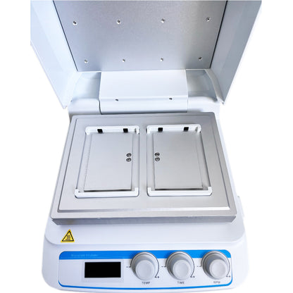 QIUSUO Thermo Microplate Shaker Digital Thermo-shaker for 2 Microplates with Capacity 2 Microtiter Plates or Deep Well Plates Speed Range 100 to 1600rpm Control Accuracy ≤±0.3°C Accuracy Display 0.1℃ Temperature Control Accuracy ≤±0.5°C
