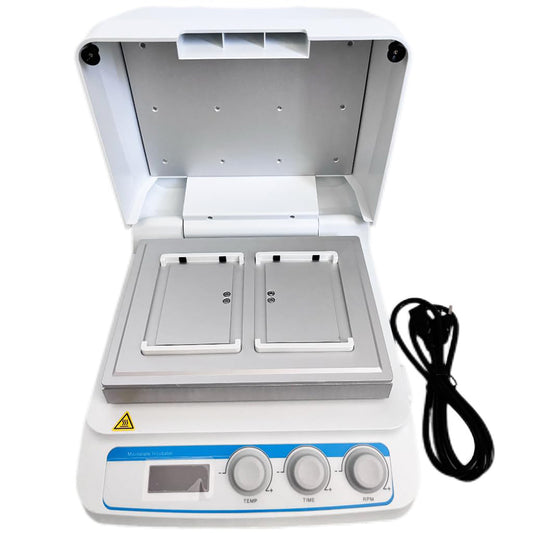 QIUSUO Thermo Shaker Incubator Lab Microplate Thermostatic Shaker Micro Plate Incubator with Sample Capacity 2 Microtiter Plates or Deep Well Plates Heating Mode Heating Film Speed Range 100~1600rpm Module Temperature Uniformity ≤±0.5℃