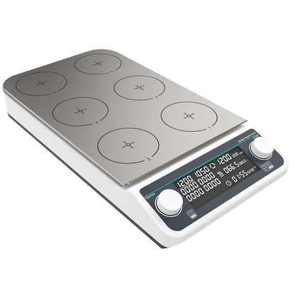 QIUSUO Digital Multi Position Magnetic Stirrer with Heating Lab Magnetic Stirrer with Brushless Motor Number of Stirring Points 6 304 Stainless Steel Material Max Stirring Volume 6*500 MM