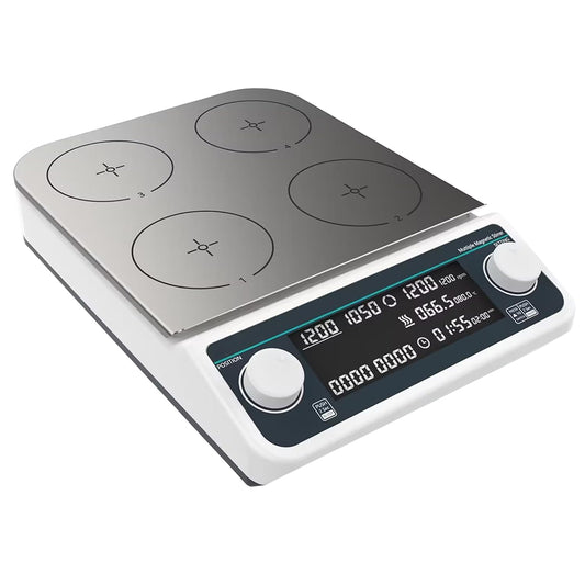 QIUSUO Multi-position Magnetic Stirrer 4 Position Hotplate Stirrer with Number of Stirring Points 4 Max Stirring Volume 4*500 MM Plate Material 304 Stainless Steel LCD Liquid Crystal Display