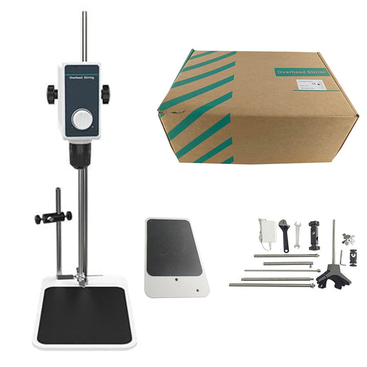 QIUSUO Laboratory Overhead Stirrer Electric Overhead Stirrer with Max Amount of Stirring(H2O) 5L Max Viscosity 5000mPas Clamping Diameter Range of Drill Chuck 1 - 10 mm Brush Motor Power 20W