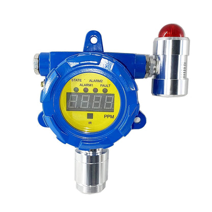 QIUSUO Fixed Hydrogen Cyanide Gas Detector HCN Detectors with Sound & Light Alarm Measuring Range 0-50ppm Resolution 0.1ppm  L-Alarm 5ppm H-Alarm 10ppm Explosion-Proof Water-Proof Die-cast Aluminum Shell for Detection of Gas Concentration in Air