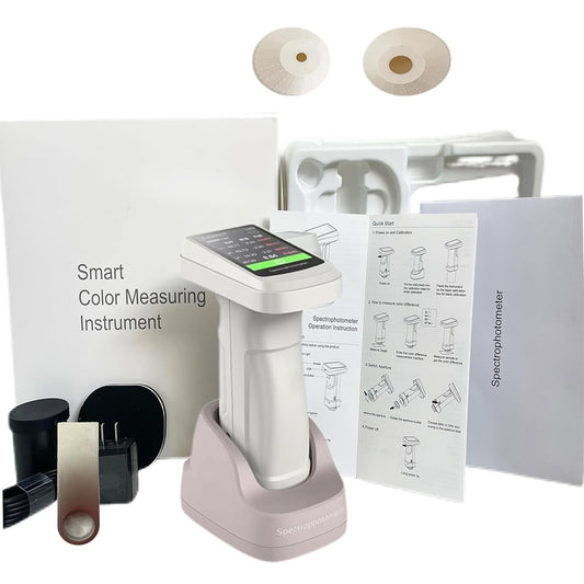 QIUSUO Spectrophotometer Three Apertures Spectrocolorimeter with Ultra-high Repeatability 10000 Data Storage 3 Selection Measuring Apertures Smart Auto Calibration for Printing Paint Textiles