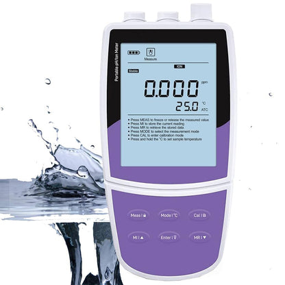 QIUSUO Laboratory F Ion Meter Fluorine Ion Meters with Range 0.02 to 1900 ppm Accuracy ±0.5% F.S.2 to 5 Points Calibration Backlit LCD Display BNC 3.5 mm Jack Socket Connector Calibration Fluid for Testing Fluorine Ion