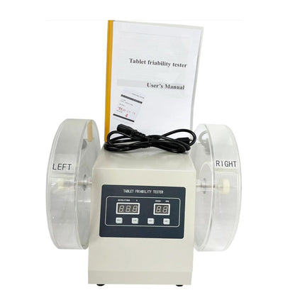 QIUSUO Tablet Friability Tester Dual Drum Friability Tester for Check Friability and Physical Strengths of Uncoated Tablets with Number of Turntable Cylinders 2 Rotation Speed Range 20-90)rpm
