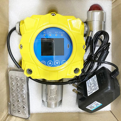 QIUSUO Fixed HCN Gas Detector Hydrogen Cyanide Gas Detector with Measuring Range 0-50ppm Resolution 0.1ppm  L-Alarm 5ppm H-Alarm 10ppm Sound Light Alarm Monitor for Gas Detection in the Metallurgical Petroleum Chemical Municipal and Other Industries