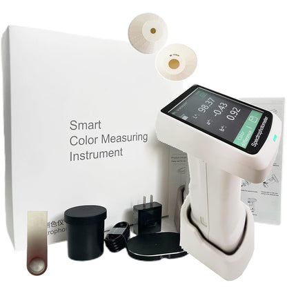 QIUSUO Portable Spectrophotometer Three Apertures Colorimeter Instrument with 10000 Data Storage Smart Auto Calibration Three Caliber Repeatability 0.03 Built-in Camera USB Interface for Printing Paint Textiles