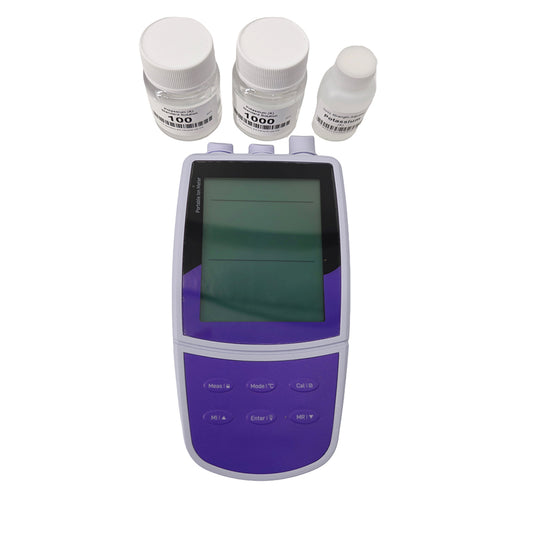 QIUSUO Prtable Fluorine Ion Meter F Ion Meter with Calibration Fluid Range 0.02 to 1900 ppm  Accuracy ±0.5% F.S. Measurement Units ppm mg/L mol/L mmol/L USB Communication Interface 1 to 31 Days or Off Calibration Due Alarm for Testing F Ion