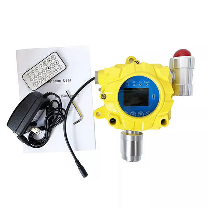 QIUSUO HCN Gas Detector Wall-mounted Hydrogen Cyanide Gas Monitor with 0-50ppm Resolution 0.1ppm Die-Cast Aluminum Shell LCD display &nbsp;Sound Light Alarm Monitor