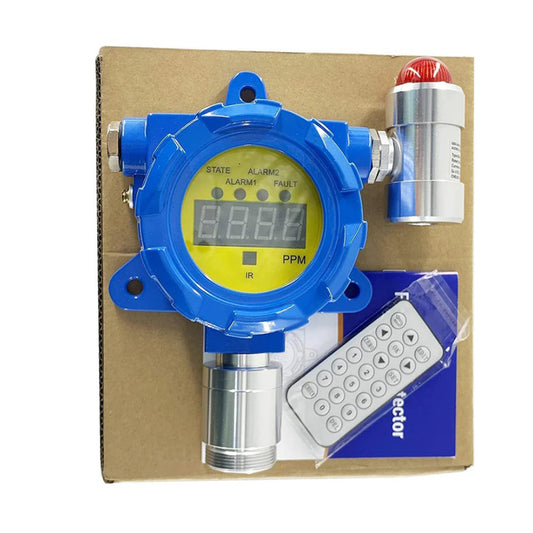 QIUSUO Fixed Hydrogen Cyanide Gas Detector HCN Detector with Accuracy≦ 5% F.S Resolution 0.1 ppm Range 0-50ppm L-alarm 5ppm H-alarm 10ppm for Detection of Flammable Gases Advanced Electrochemical Sensor