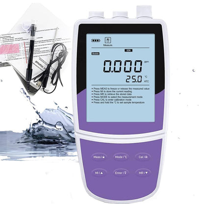 QIUSUO Fluorine Ion Concentration Tester Lab F Ion Meter with Calibration Fluid Range 0.02 to 1900 ppm Manual / Auto-Read Measurement Endpoint USB Communication Interface  Accuracy ±0.5% F.S. Resolution 0.001 0.01 0.1 1 Automatic