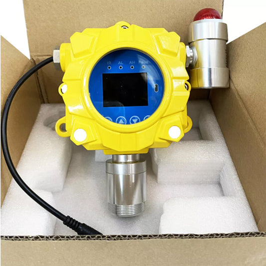 QIUSUO Chlorine Detector Fixed Chlorine Leak Detector with Measuring Range 0-20ppm Resolution 0.1ppm L-Alarm 5ppm H-Alarm 10ppm Sound Light Alarm Monitor for Continuous Monitoring of Measurable Gases in Industrial Environments