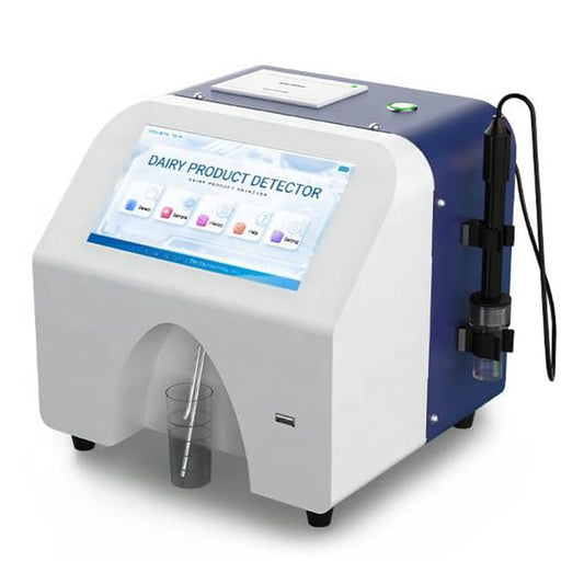 QIUSUO Ultrasonic Milk Analyzer Dairy Composition Analyzer Tester with Thermal Printer Built-in Automatic Cleaning Function PH Value Range 0~14 Conductivity Range 2~14mS/cm