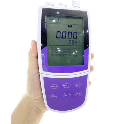 QIUSUO Ammonium Ion Meter Portable Ammonium Ion Meter with Calibration Fluid Ion Concentration Range 0.1 to 18000 ppm 2 to 5 Points Calibration Display Resolution 0.001 0.01 0.1 1 Automatic
