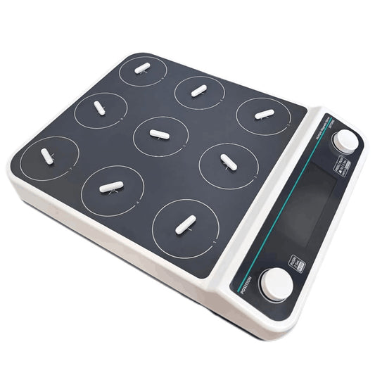 QIUSUO 9 Position Magnetic Stirrer Lab Multi-Position Magnetic Stirrers with  LCD Display Max Stirring Volume 9 * 500 ML Motor type Brushless motor Rotating Speed 50-1500 RPM Can be Run Synchronously or Asynchronously