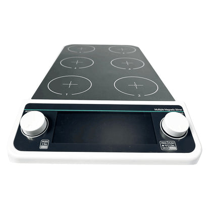 QIUSUO 6 Position Magnetic Stirrer Digital Multi Position Magnetic Stirrer with 6 * 500 ML Max Stirring Volume Plate Size 110MM Timing 1min - 19h59min LCD Display RPM 50-1500 RPM Timing and Locking Function