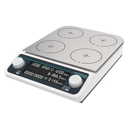 QIUSUO Multi-position Hotplate Magnetic Stirrer 4-Position Magnetic Stirrer with LCD Liquid Crystal Display Number of Stirring Points 4 Plate Material 304 Stainless Steel