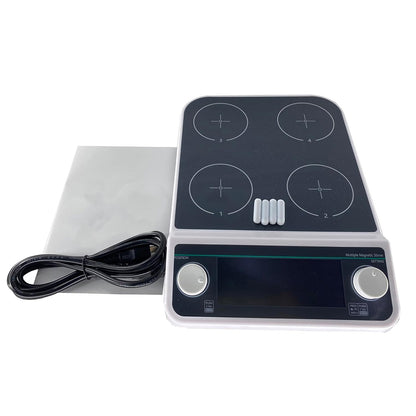 QIUSUO Multipoint Magnetic Stirrers Multi Position Magnetic Stirrer with Timing and Locking Function Liquid Crystal Display Max Stirring Volume 4 * 500 ML Can be Run Synchronously or Asynchronously Timing 1min - 19h59min