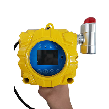 QIUSUO HCN Gas Detector Wall-mounted Hydrogen Cyanide Gas Monitor with 0-50ppm Resolution 0.1ppm Die-Cast Aluminum Shell LCD Display Sound Light Alarm Monitor