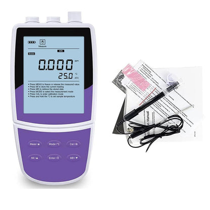 QIUSUO Ammonium Ion Meter Portable Ammonium Ion Meter with Calibration Fluid Ion Concentration Range 0.1 to 18000 ppm 2 to 5 Points Calibration Display Resolution 0.001 0.01 0.1 1 Automatic