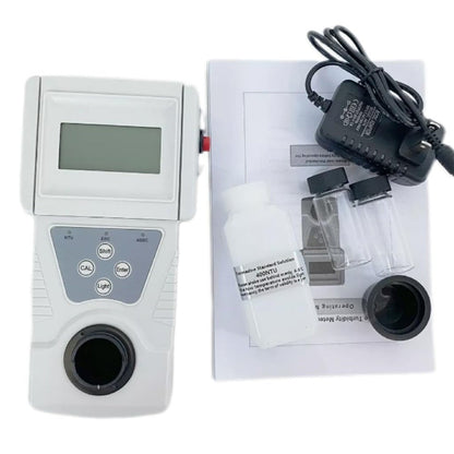 QIUSUO Turbidity Meters Handheld Turbidity Analyzer with Turbidity Units NTU EBC ASBC Range 0-200NTU Display Value 0.1 Measuring Principle 90°Scattered Light Formazine Turbidity Solution
