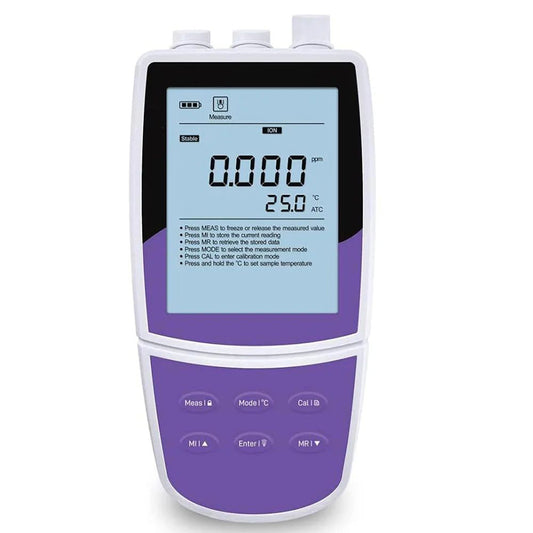 QIUSUO Lab NO3 Ion Meter Handheld NO3 Ion Concentration Tester with Calibration Fluid Range 0.4 to 62000 ppm Accuracy ±0.5% F.S. Range -1999.9 to 1999.9 mV 2 to 5 Points Calibration for Testing NO3 Ion