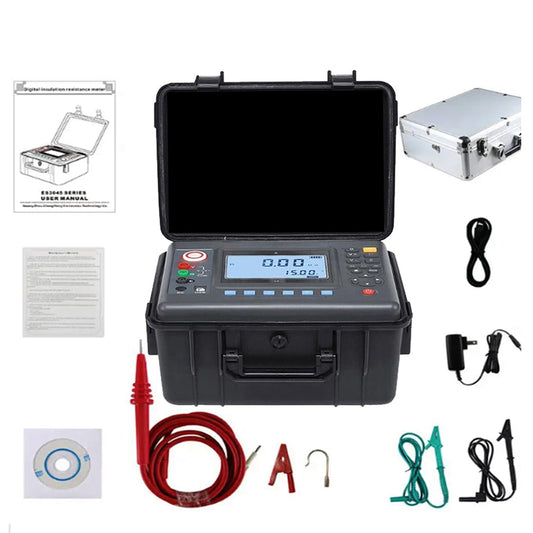 QIUSUO High Voltage Resistance Tester Digital Insulation Resistance Tester with Range 100V/250V/500V/1000V/2500V/5000V 0.01MΩ-10TΩ Resolution 0.01MΩ Waterproof Voltmeter LCD Display