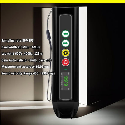 QIUSUO Pen-type Electromagnetic Ultrasonic Thickness Gauge Non-Contact Electromagnetic Ultrasonic Thickness Measurement Device with Sampling Rate 80Msps Bandwidth 2.5Mhz～6Mhz USB Interface for Measure Metal Or Magnetic Materials Accuracy ±0.01mm