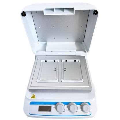 QIUSUO Thermo Microplate Shaker Digital Thermo-shaker for 2 Microplates with Capacity 2 Microtiter Plates or Deep Well Plates Speed Range 100 to 1600rpm Control Accuracy ≤±0.3°C Accuracy Display 0.1℃ Temperature Control Accuracy ≤±0.5°C