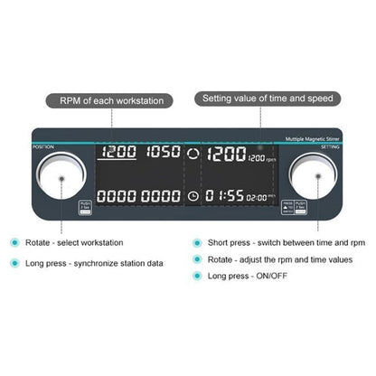 QIUSUO Multi Position Hotplate Stirrer 4 Digital Multi-position Hot Plate Stirrer with LCD Liquid Crystal Display Number of Stirring Points 4 Plate Material 304 Stainless Steel