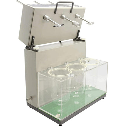 QIUSUO Tablet Dissolution Test Apparatus Tablet Dissolution Testing Instruments with Three Cups and Three Levers One Single Row Timing Range (5～900)min (6 Points) Timing Accuracy ±0.3%