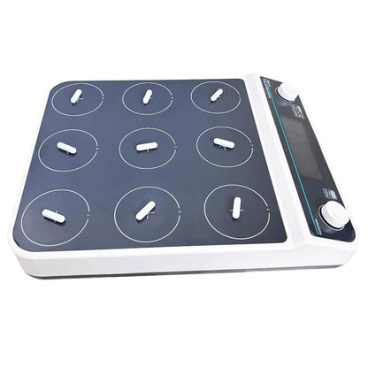 QIUSUO Multipoint magnetic stirrers 9 Point Magnetic Stirrers with 9 Number of Stirring Points 9 * 500 ML Max Stirring Volume Plate Size 110MM Liquid Crystal Display Asynchronous Control Timing and Locking Function