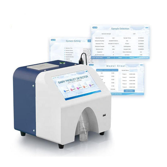 QIUSUO Dual Pump Milk Analyzer Dairy Composition Analyzer with Built-in Automatic Cleaning Function Thermal Printer for Fat Protein Lactose Non-fat Solid Density Water Content Ice Point Ash pH Value Conductivity Milk Temperature