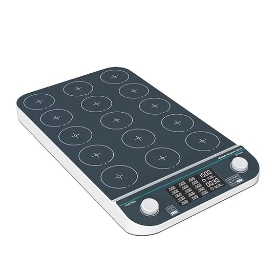 QIUSUO 15-Position Magnetic Stirrer Digital Multi-position Stirrer with Max Stirring Volume 15*250mL / 8*500mL Brushless Motor 50-1500 RPM LCD Liquid Crystal Display