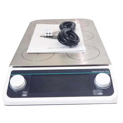 QIUSUO Multi-positions Hot Plate Stirrer Digital Magnetic Stirrers with Number of Stirring Points 6 Max Stirring Volume 6*500 MM Plate Material 304 Stainless Steel LCD Liquid Crystal Display