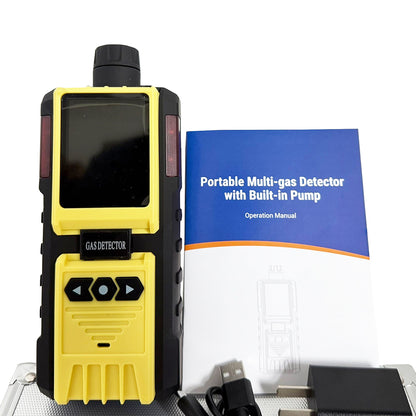 QIUSUO Portable CL2 Detector Portable Chlorine Concentration Testerwith Gas Pump Sampling Method Measuring Range 0-50ppm Resolution 0.1ppm L-Alarm 5ppm H-Alarm 10ppm 32-bit Built-in MCU Accuracy≦±5% F.S. for Petroleum Chemical Environmental Metallurgy