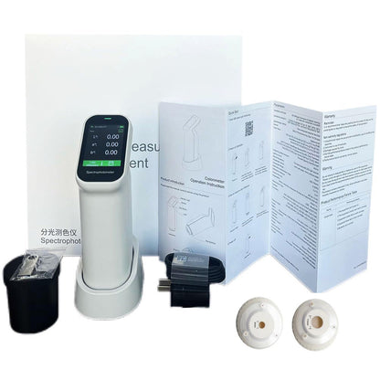 QIUSUO Double Calibers Colorimeter Color Meter Touch Screen Colorimeter for Coating Ceramic Plastic Paint Measurement with Aperture 6mm 11mm Camera Function Visual Observation Method D/8 SCI Observer 2° 10°