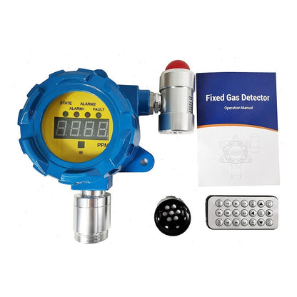 QIUSUO Fixed Ethylene Gas Detector C2H4 Detector with Measuring Range 0-100ppm Resolution 1ppm Sound and Light Alarm Aluminum Shell Material