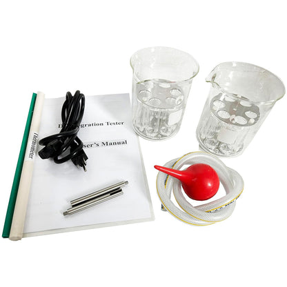 QIUSUO Tablet Disintegration Tester Automatic Disintegration Tester with Minimum Spacing of Screen Mesh (25±2)mm Timing Range (1 to 900) Minutes Timing Accuracy ±0.5min Double Cups and Two Channels
