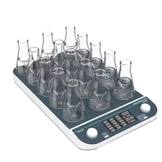 QIUSUO Multipoint Magnetic Stirrers 15-Position Magnetic Stir Plate with Number of Stirring Points 15 Max Stirring Volume 15*250mL / 8*500mL Brushless Motor 50-1500 RPM