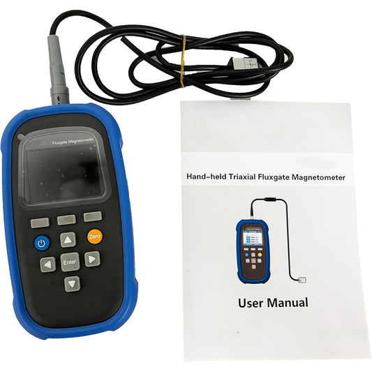 QIUSUO Triaxial Fluxgate Magnetometer Handheld Three-Axis Fluxgate Magnetometer with Range 0 to 2000μT Accuracy 2% Resolution 200nT Unit Switch μT mG Measuring XYZ Component Vector Synthetic Value