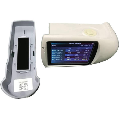 QIUSUO Multi-angle Gloss Meter Triple-Angle Glossmeter 20/60/85°with Measuring Area (mm) 20°: 10x10 60°: 9x15 85°: 5x36 Measuring Range 20°:0~1000GU 60°:0~1000GU 85°：0~160GU Measuring Time 0.1s