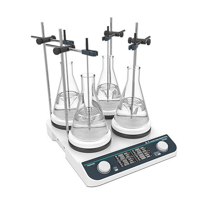 QIUSUO Multi-position Magnetic Stirrer Heating Magnetic Stirrers with Speed 50-1500rpm RPM Increment 10rpm Direction of Rotation Clockwise Max Stirring Volume 2L(H2O)*4 Pan size φ135mm²4