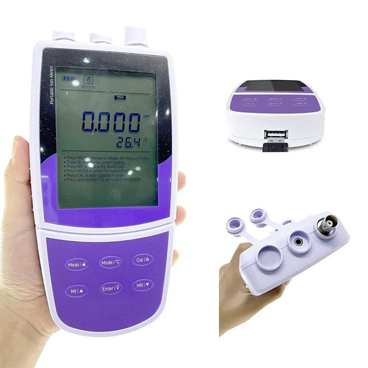 QIUSUO Portable Ammonium Ion Meter Ammonium Ion Meter with Standard Calibration Fluid  Range 0.1 to 18000 ppm Calibration 2 to 5 Points Range -1999.9 to 1999.9 mV Backlit LCD Display Direct Reading of Ion Concentration Values