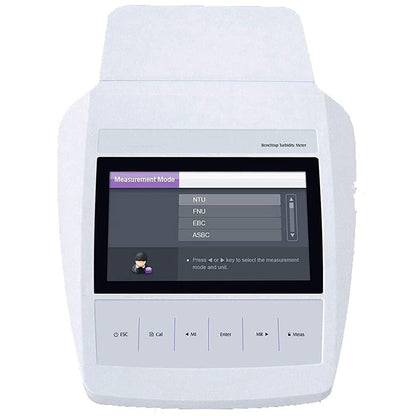 QIUSUO Laboratory Benchtop Turbidity Meters Multiparameter Turbidimeter Turbidity Meter Tester Nephelometer with Range 0 to 2000 NTU/FNU 0 to 500 EBC 0 to 9999 ASBC 4 PCS Calibration Solutions ISO 7027 Nephelometric Method Suspended Particle Analysis