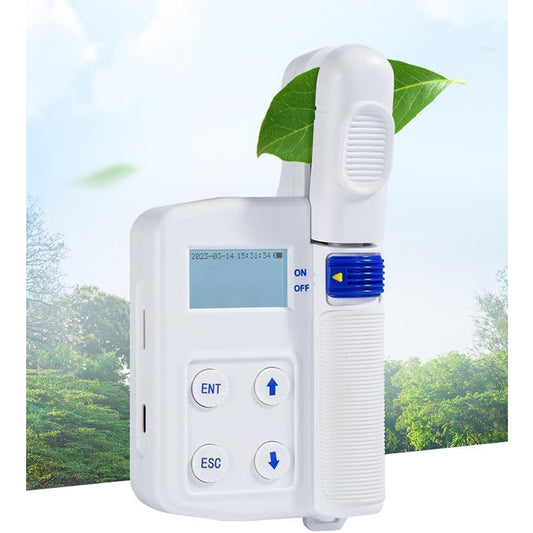 QIUSUO Chlorophyll Meters Meter for Chlorophyll Measurement with High Contrast LCD Display Chlorophyll Measuring Range 0.0-99.99SPAD Leaf Temperature Measuring Range -10-99.9℃ 16GB Data Storage Measured Area 2mm * 3mm