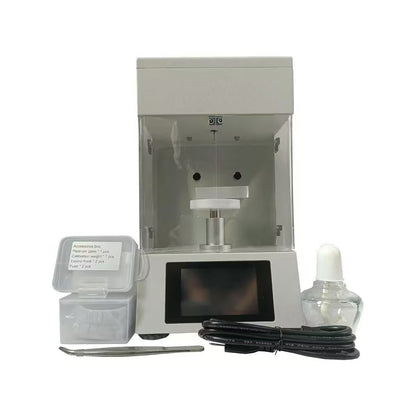 QIUSUO Pt Board Interfacial Surface Tensiometer Tension Meter Liquid Surface Tensiometer 4.3-inch Touch Screen Data Direct Reading with Wilhelmy Plate Method Test Range 0 to 1000mN/m